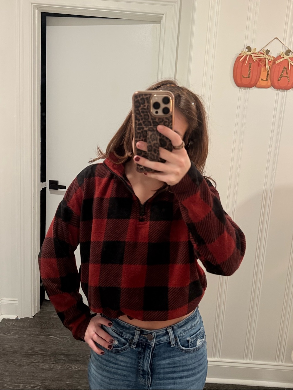 Red/Black Plaid Quarter Zip